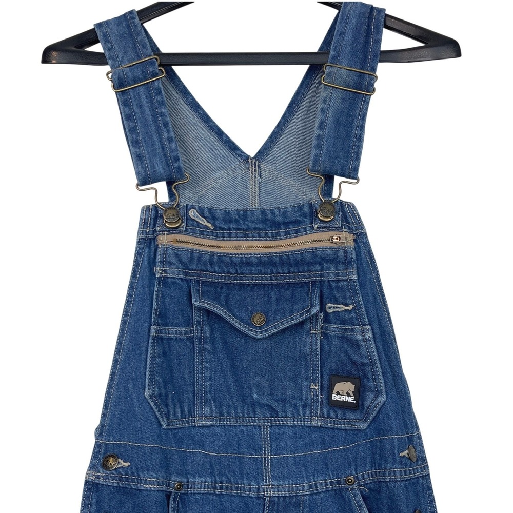 Berne Apparel Bib Overalls Mens 32x32 Cotton Stonewashed Blue Jean Workwear